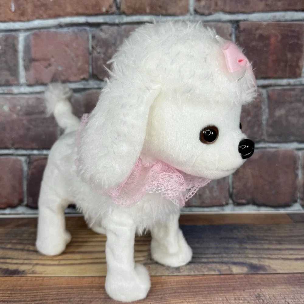 Electronic Walking Dog Toy Interactive Plush Poodle Puppy Wags Tail Barks Walks